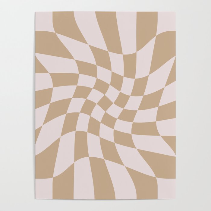 Wavy Check - Beige - Checkerboard Pattern Print Poster Gallery Image 4