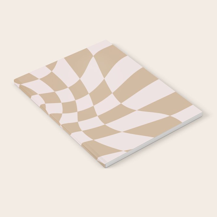 Wavy Check - Beige - Checkerboard Pattern Print Notebook Gallery Image 1