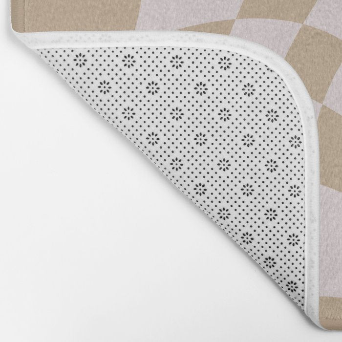 Wavy Check - Beige - Checkerboard Pattern Print Bath Mat Gallery Image 2