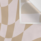 Wavy Check - Beige - Checkerboard Pattern Print Wall Tapestry Gallery Image 3
