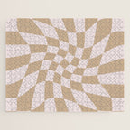 Wavy Check - Beige - Checkerboard Pattern Print Jigsaw Puzzle Gallery Image 1