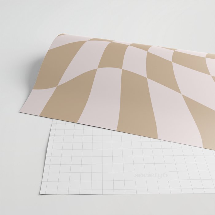 Wavy Check - Beige - Checkerboard Pattern Print Wrapping Paper Gallery Image 2