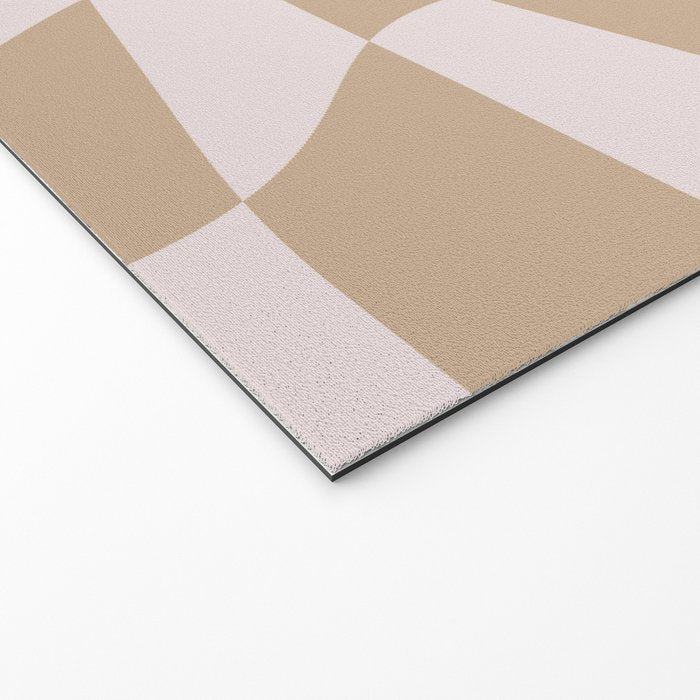Wavy Check - Beige - Checkerboard Pattern Print Welcome Mat Gallery Image 2