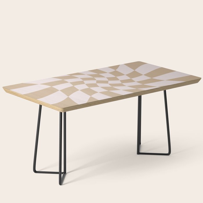 Wavy Check - Beige - Checkerboard Pattern Print Coffee Table Gallery Image 1