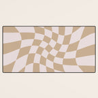 Wavy Check - Beige - Checkerboard Pattern Print Desk Mat Gallery Image 3