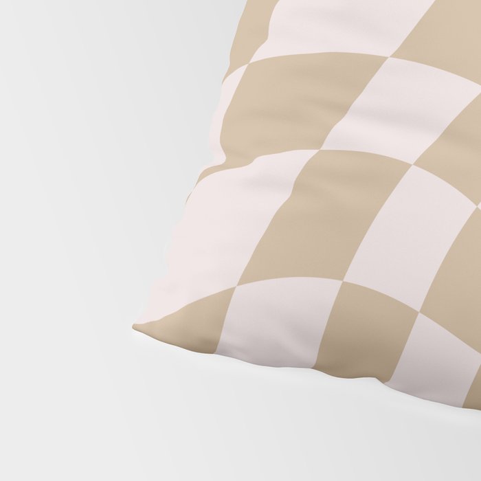 Wavy Check - Beige - Checkerboard Pattern Print Pillow Sham Gallery Image 4