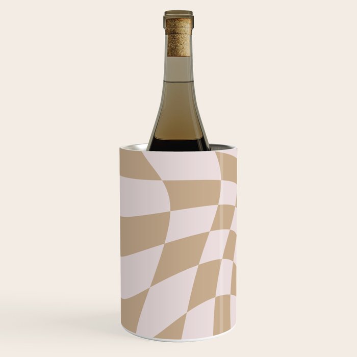 Wavy Check - Beige - Checkerboard Pattern Print Wine Chiller Gallery Image 2