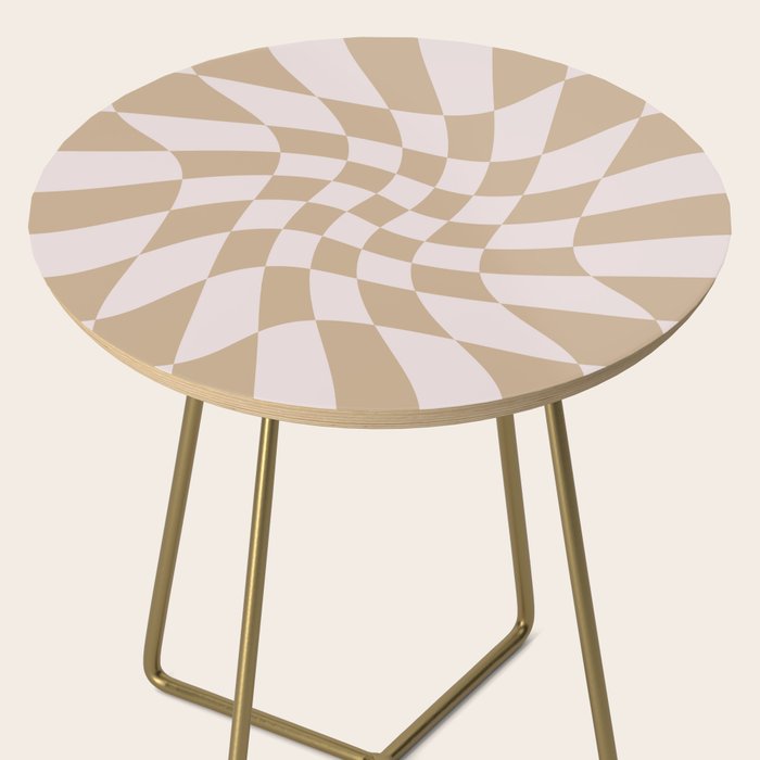 Wavy Check - Beige - Checkerboard Pattern Print Side Table Gallery Image 2
