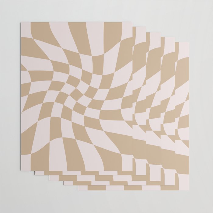 Wavy Check - Beige - Checkerboard Pattern Print Wrapping Paper Gallery Image 3