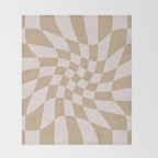 Wavy Check - Beige - Checkerboard Pattern Print Throw Blanket Gallery Image 2