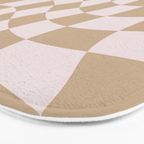 Wavy Check - Beige - Checkerboard Pattern Print Bath Mat Gallery Image 3