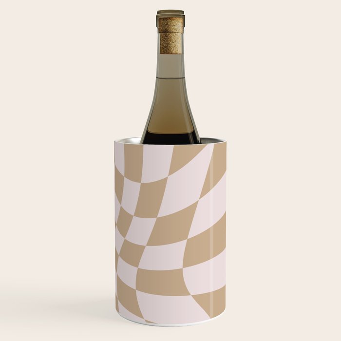 Wavy Check - Beige - Checkerboard Pattern Print Wine Chiller Gallery Image 3