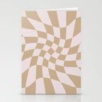 Wavy Check - Beige - Checkerboard Pattern Print Stationery Card Gallery Image 2
