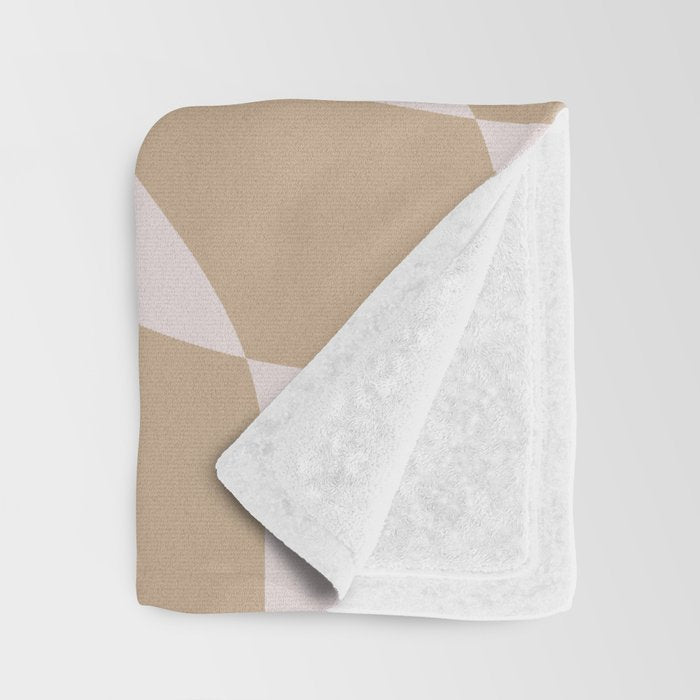 Wavy Check - Beige - Checkerboard Pattern Print Throw Blanket Gallery Image 3