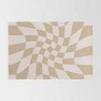 Wavy Check - Beige - Checkerboard Pattern Print Rug Gallery Image 2