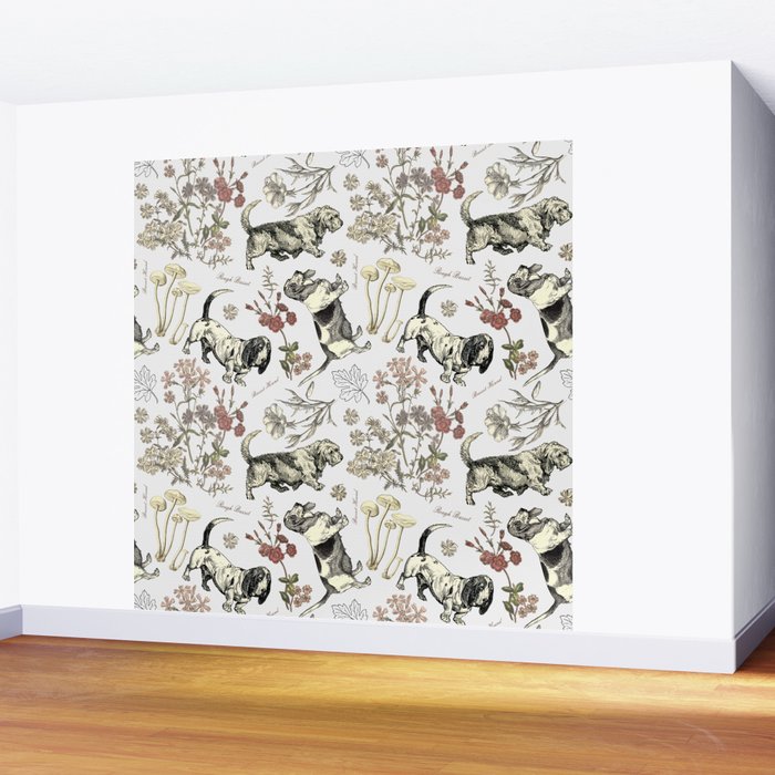 BASSET HOUNDS and MAGICAL MUSCHROOMS  Wall Mural Gallery Image 2