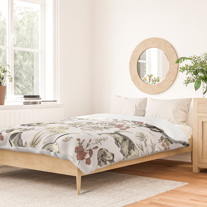 BASSET HOUNDS and MAGICAL MUSCHROOMS  Duvet Cover Gallery Image 2