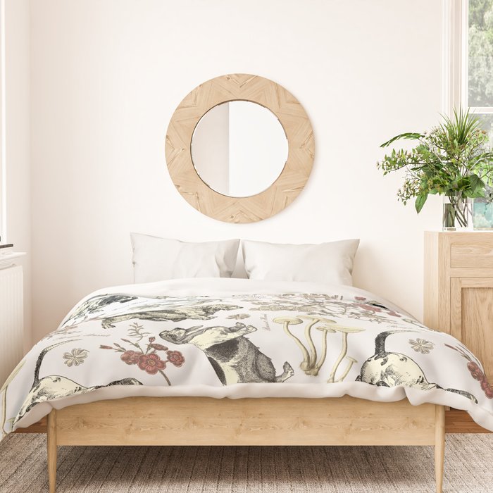 BASSET HOUNDS and MAGICAL MUSCHROOMS  Duvet Cover Gallery Image 3