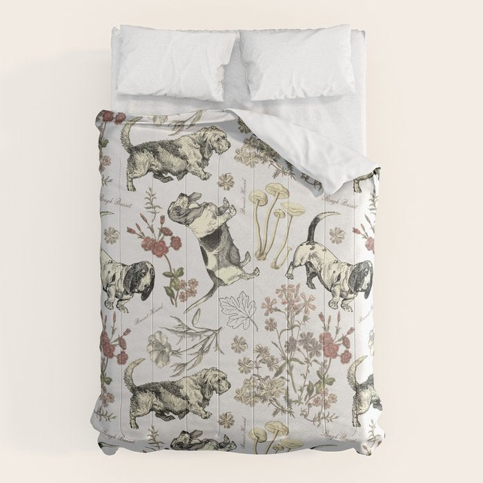 BASSET HOUNDS and MAGICAL MUSCHROOMS  Comforter Gallery Image 6