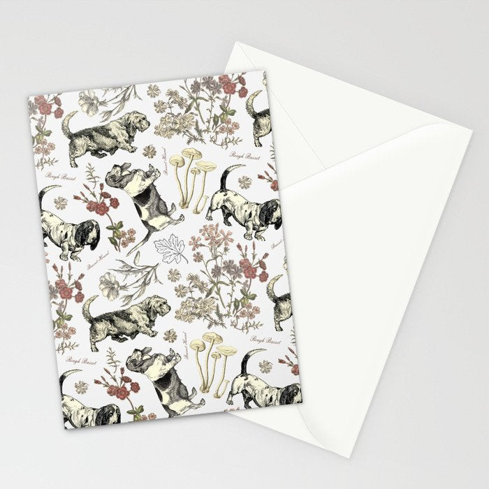 BASSET HOUNDS and MAGICAL MUSCHROOMS  Stationery Card Gallery Image 2