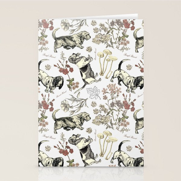 BASSET HOUNDS and MAGICAL MUSCHROOMS  Stationery Card Gallery Image 2