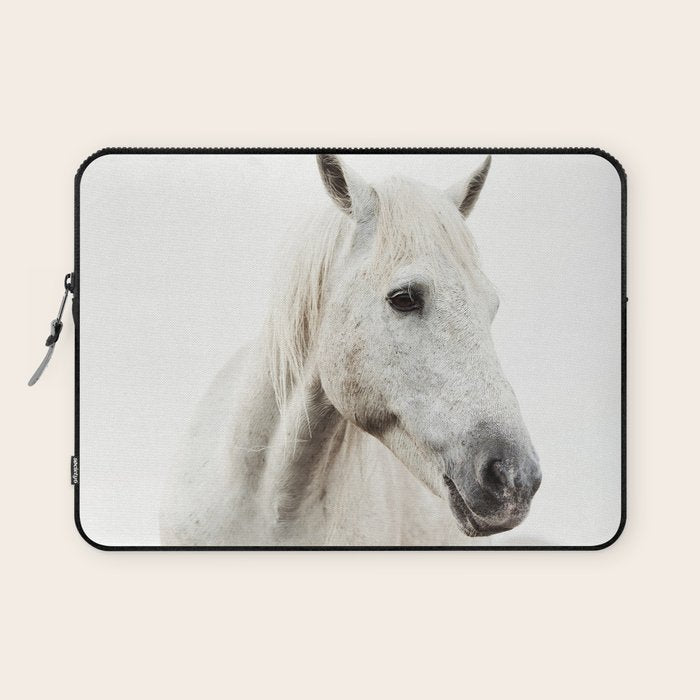 White Horse | Animal Art Print | Nature Photography Laptop Sleeve Gallery Image 1