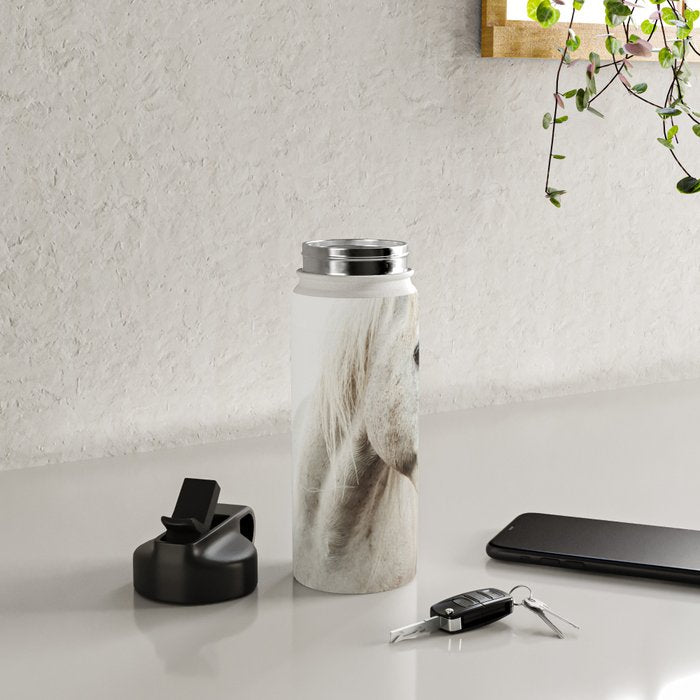 White Horse | Animal Art Print | Nature Photography Water Bottle Gallery Image 4
