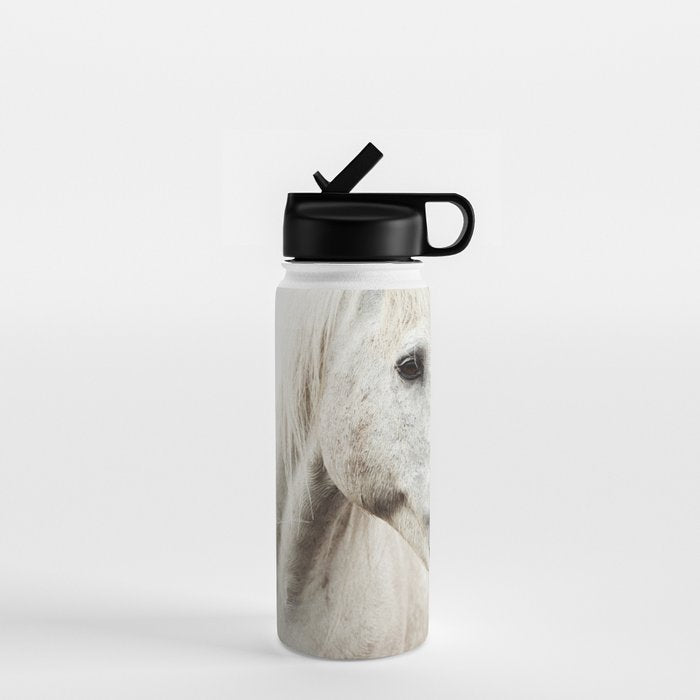 White Horse | Animal Art Print | Nature Photography Water Bottle Gallery Image 1