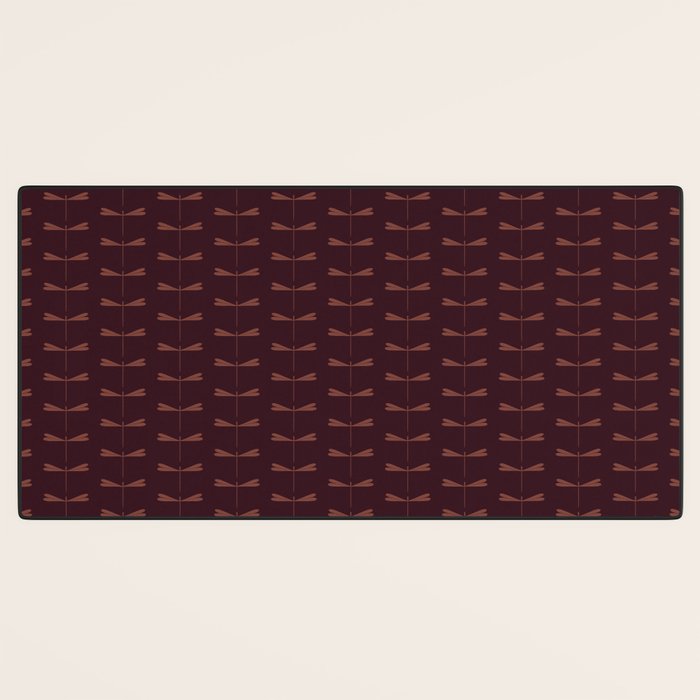 Dragonfly Pattern III Dark Red Desk Mat Gallery Image 3