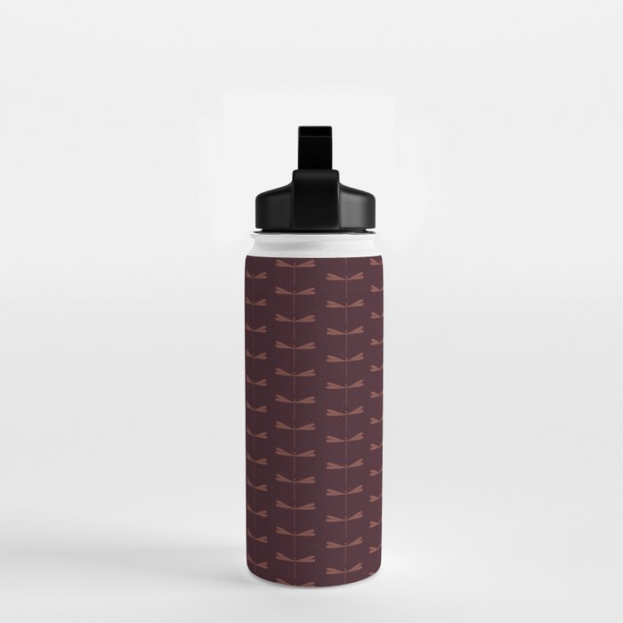 Dragonfly Pattern III Dark Red Water Bottle Gallery Image 2