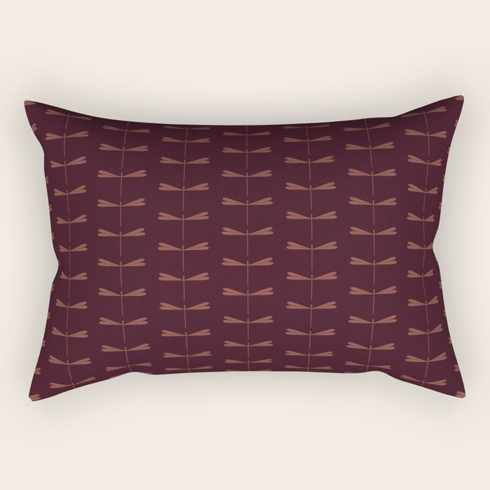 Dragonfly Pattern III Dark Red Rectangular Pillow Gallery Image 2