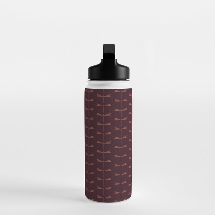 Dragonfly Pattern III Dark Red Water Bottle Gallery Image 3