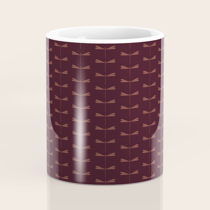 Dragonfly Pattern III Dark Red Coffee Mug Gallery Image 4