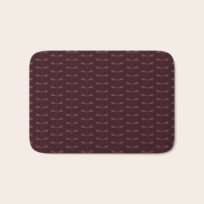 Dragonfly Pattern III Dark Red Bath Mat Gallery Image 1