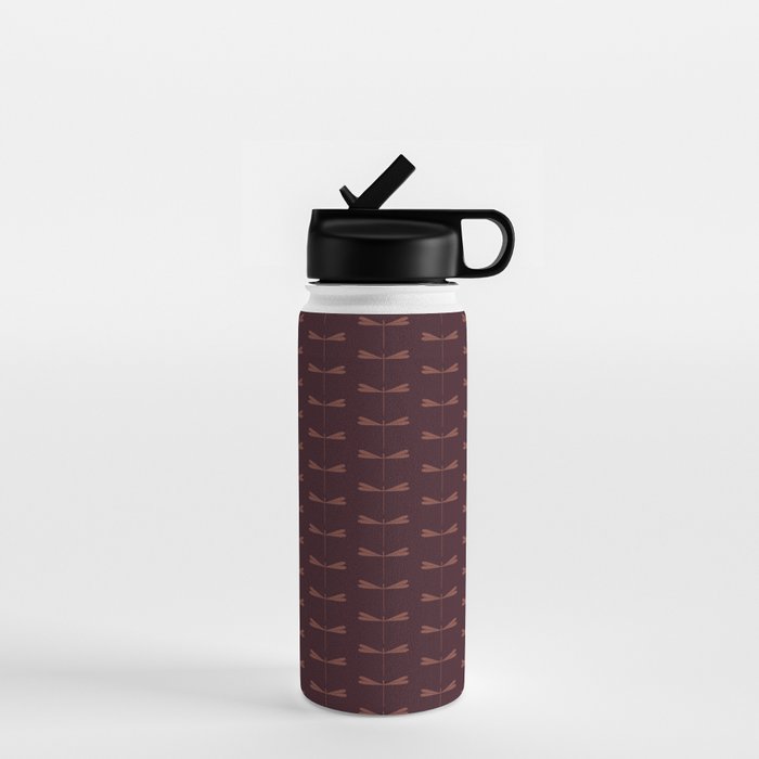 Dragonfly Pattern III Dark Red Water Bottle Gallery Image 1