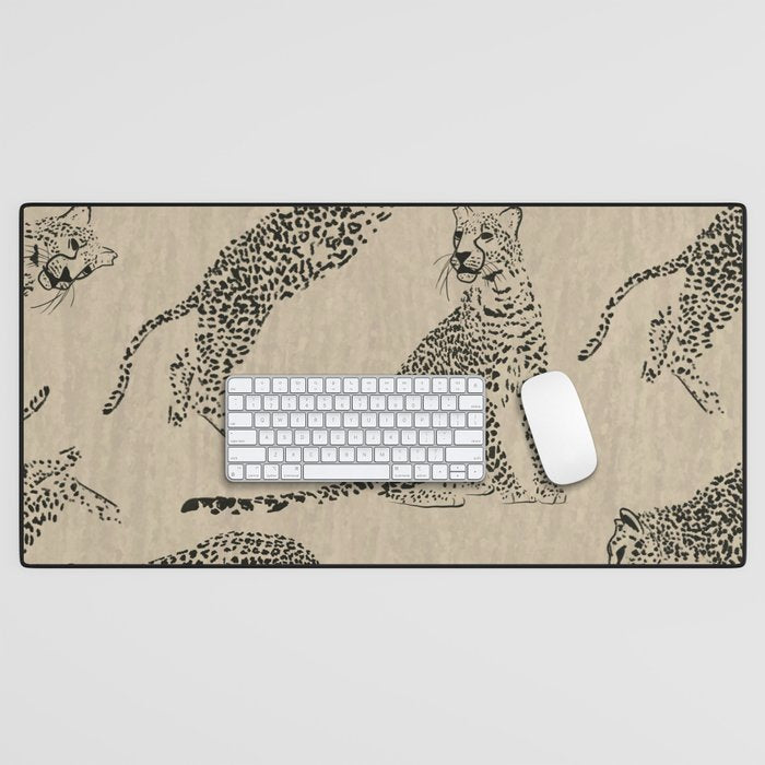 tan leopard pattern Desk Mat