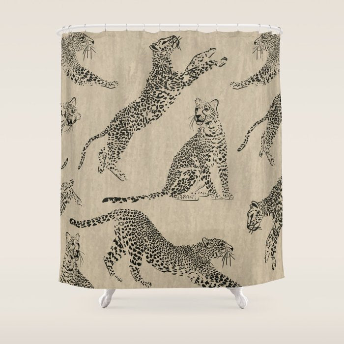 tan leopard pattern Shower Curtain Gallery Image 1