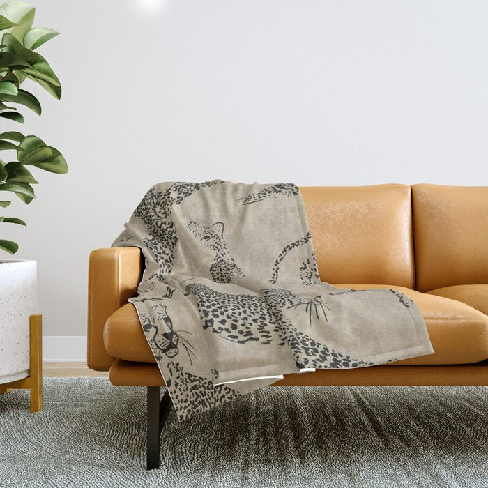 tan leopard pattern Throw Blanket Gallery Image 1