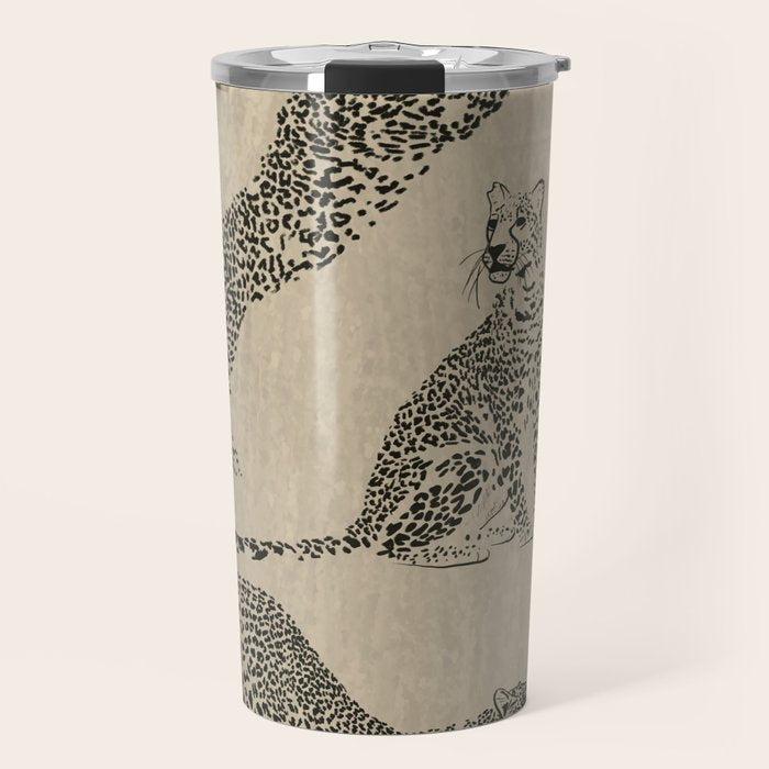 tan leopard pattern Travel Mug Gallery Image 1
