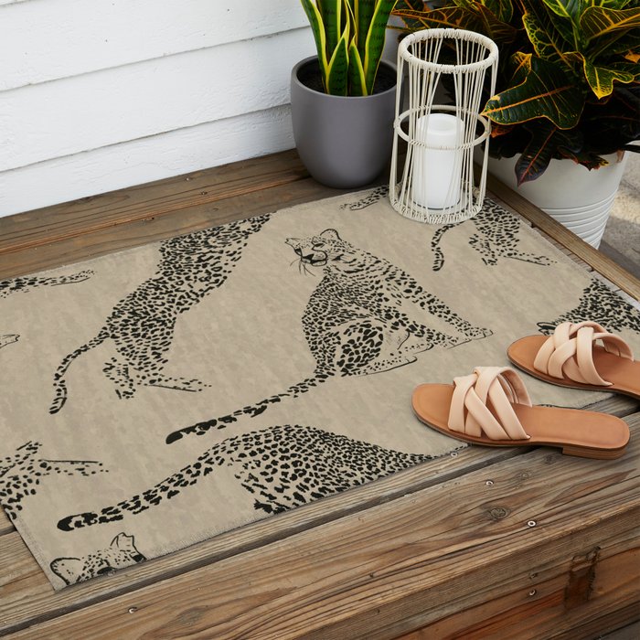 tan leopard pattern Outdoor Rug Gallery Image 2