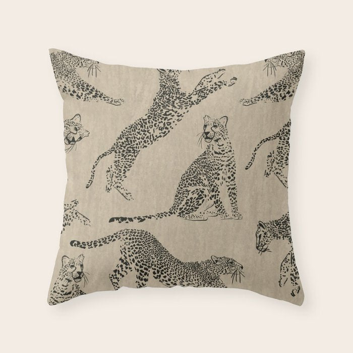 tan leopard pattern Throw Pillow Gallery Image 1