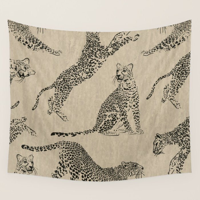 tan leopard pattern Wall Tapestry Gallery Image 1