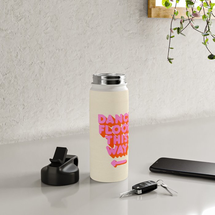 DANCE FLOOR THIS WAY - PINK TYPOGRAPHY Water Bottle Gallery Image 4