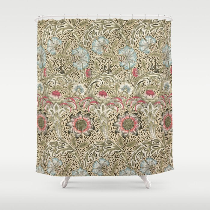 Corncockle Vintage William Morris Floral Shower Curtain Gallery Image 1