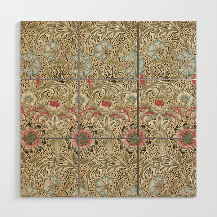 Corncockle Vintage William Morris Floral Wood Wall Art Gallery Image 1