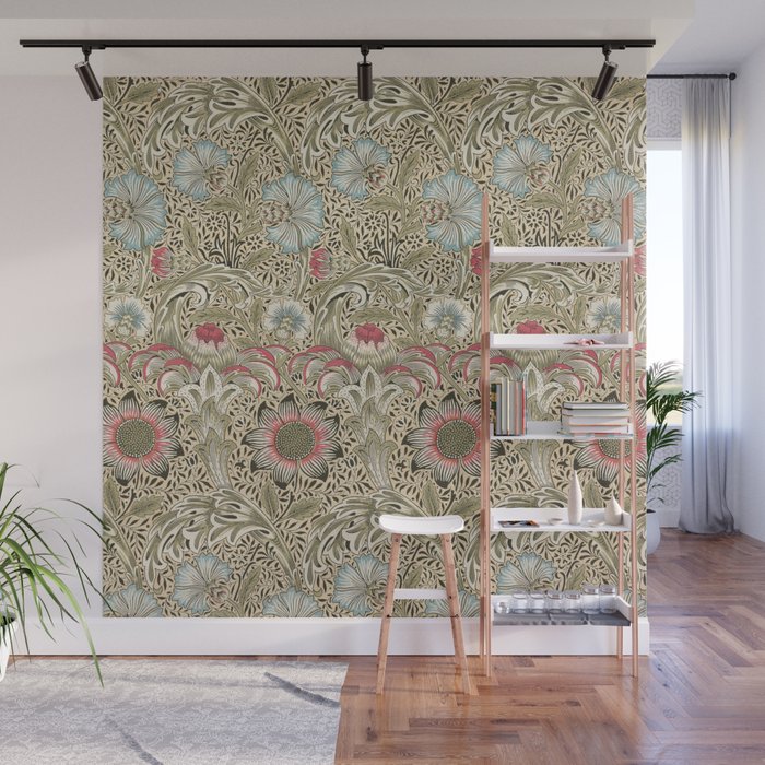 Corncockle Vintage William Morris Floral Wall Mural Gallery Image 1