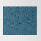 Japanese Seigaiha Blue Sea and Waves Throw Blanket Gallery Image 2