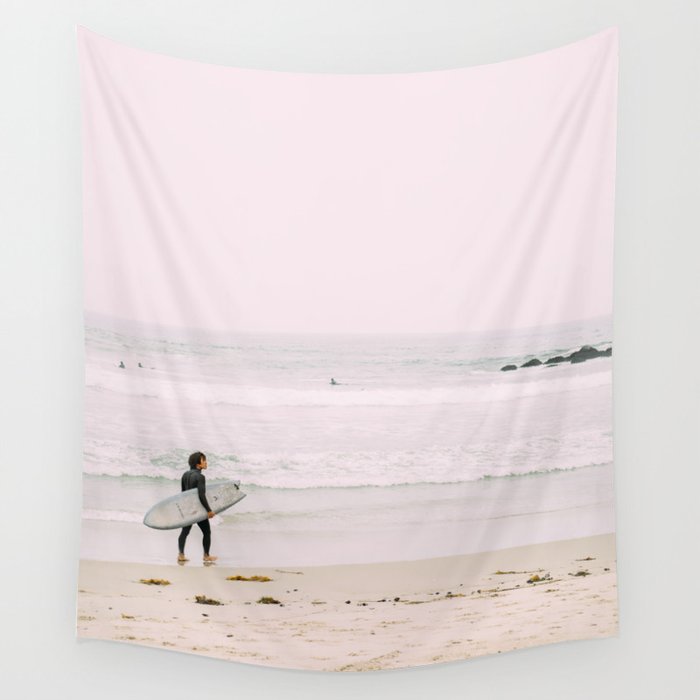 California Coast Surfer - Venice Beach Ocean View - Travel Photography Wall Tapestry Gallery Image 4