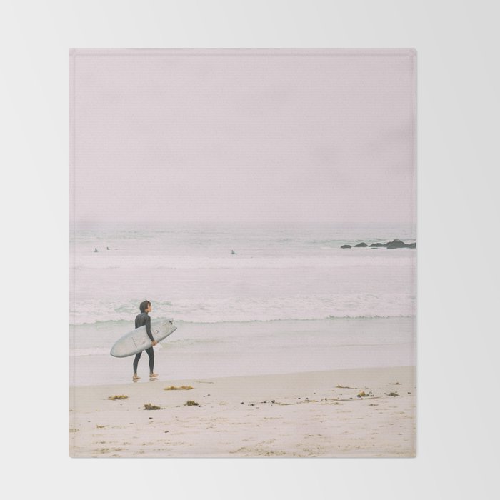 California Coast Surfer - Venice Beach Ocean View - Travel Photography Throw Blanket Gallery Image 2