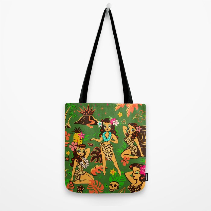 Tiki Temptress on Green Tote Bag Gallery Image 2
